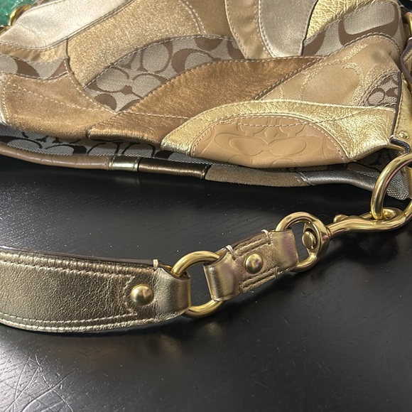 Coach Carly Patchwork Gold Shoulder Bag EUC - Picture 12 of 14